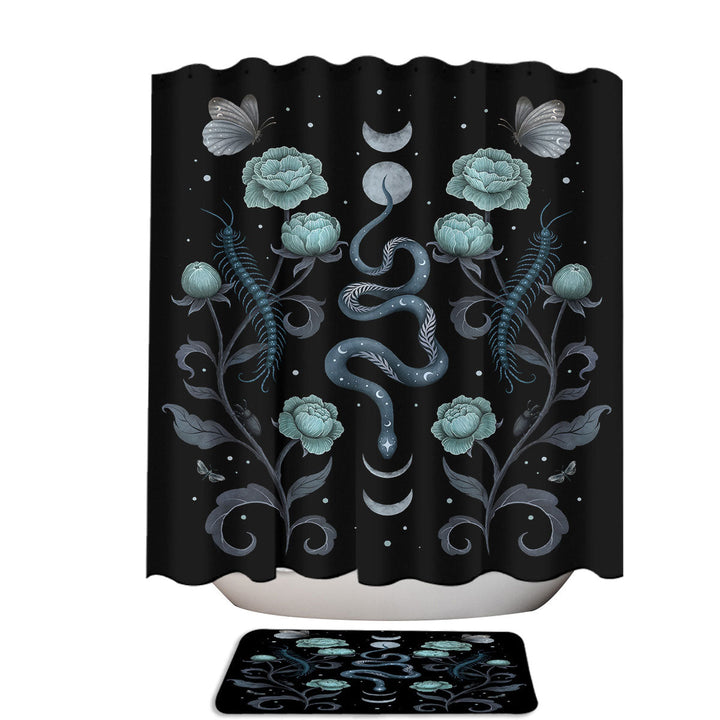 Centipedes and Snake the Serpentine Garden Dark Shower Curtains