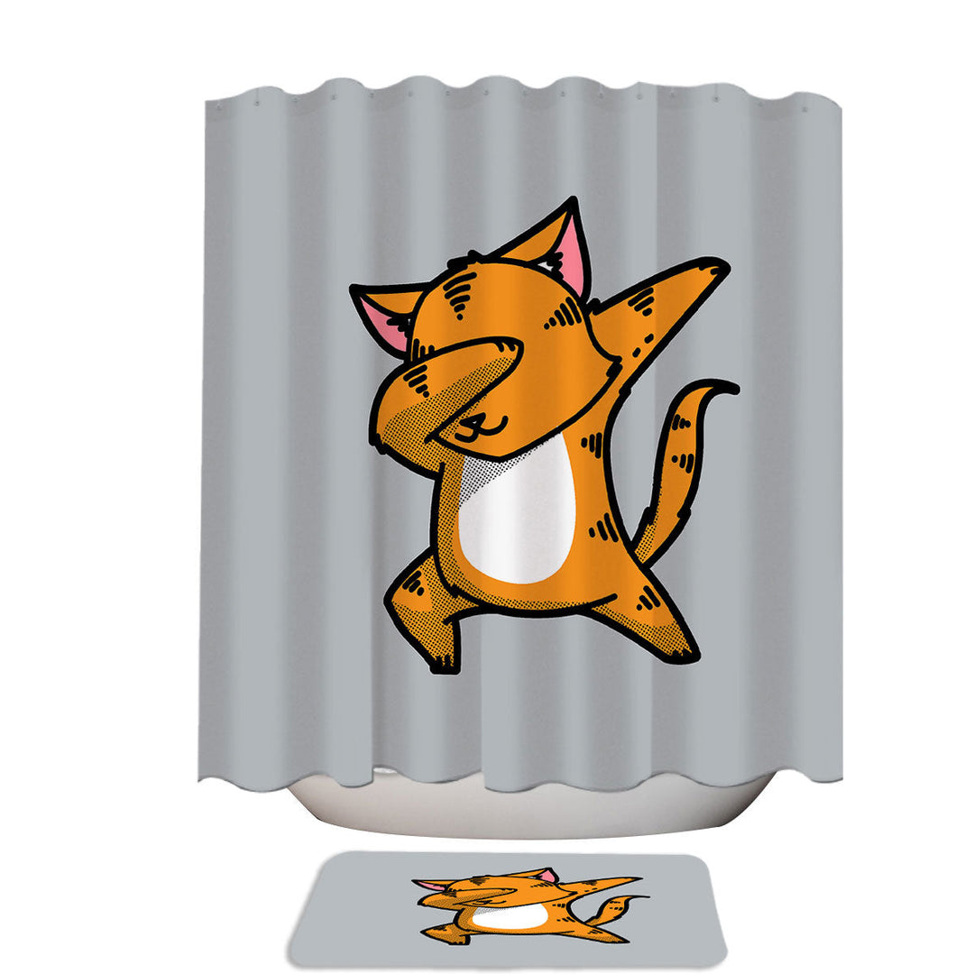 Dabbing Cat Fabric Shower Curtain