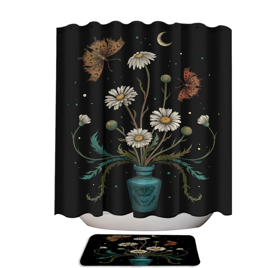 Daisy Flowers and Butterflies Shower Curtain
