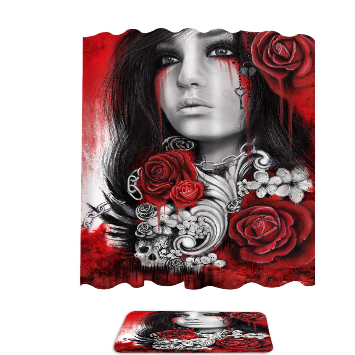 Dark Art Freed Beautiful Gothic Girl Shower Curtain Dark Art Freed Beautiful Gothic Girl Shower Curtain