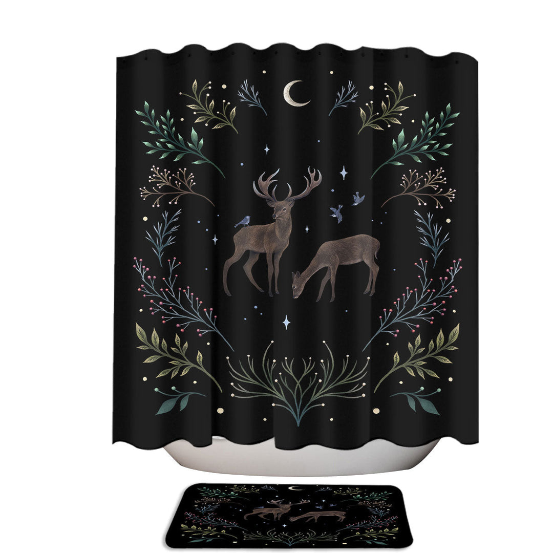 Deer in the Moonlight Shower Curtains