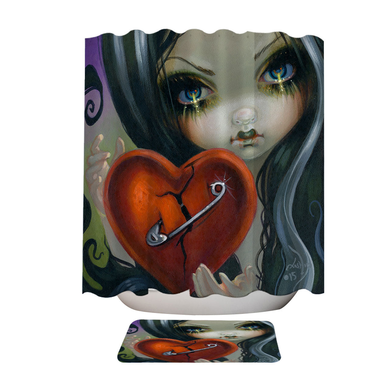 Faces of Faery 230 Goth Girl Fixing a Broken Heart Shower Curtain Faces of Faery 230 Goth Girl Fixing a Broken Heart Shower Curtain