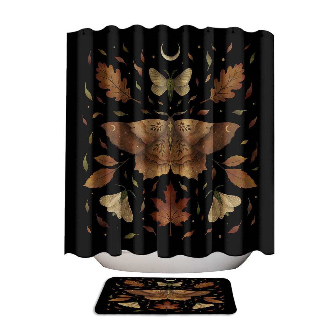 Fall Autumn Leaves and Moth Shower Curtains