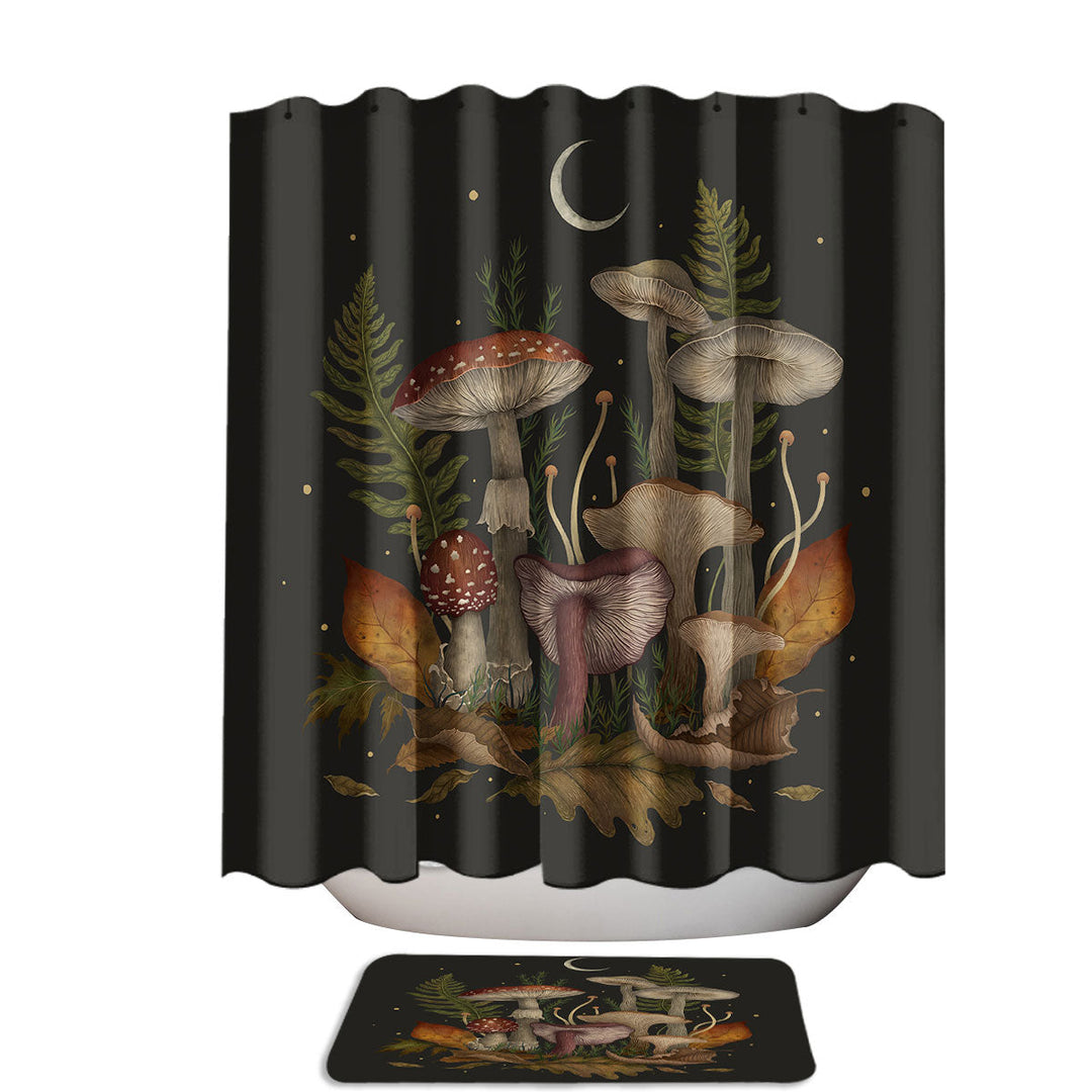 Fall Autumn Mushrooms Fabric Shower Curtain