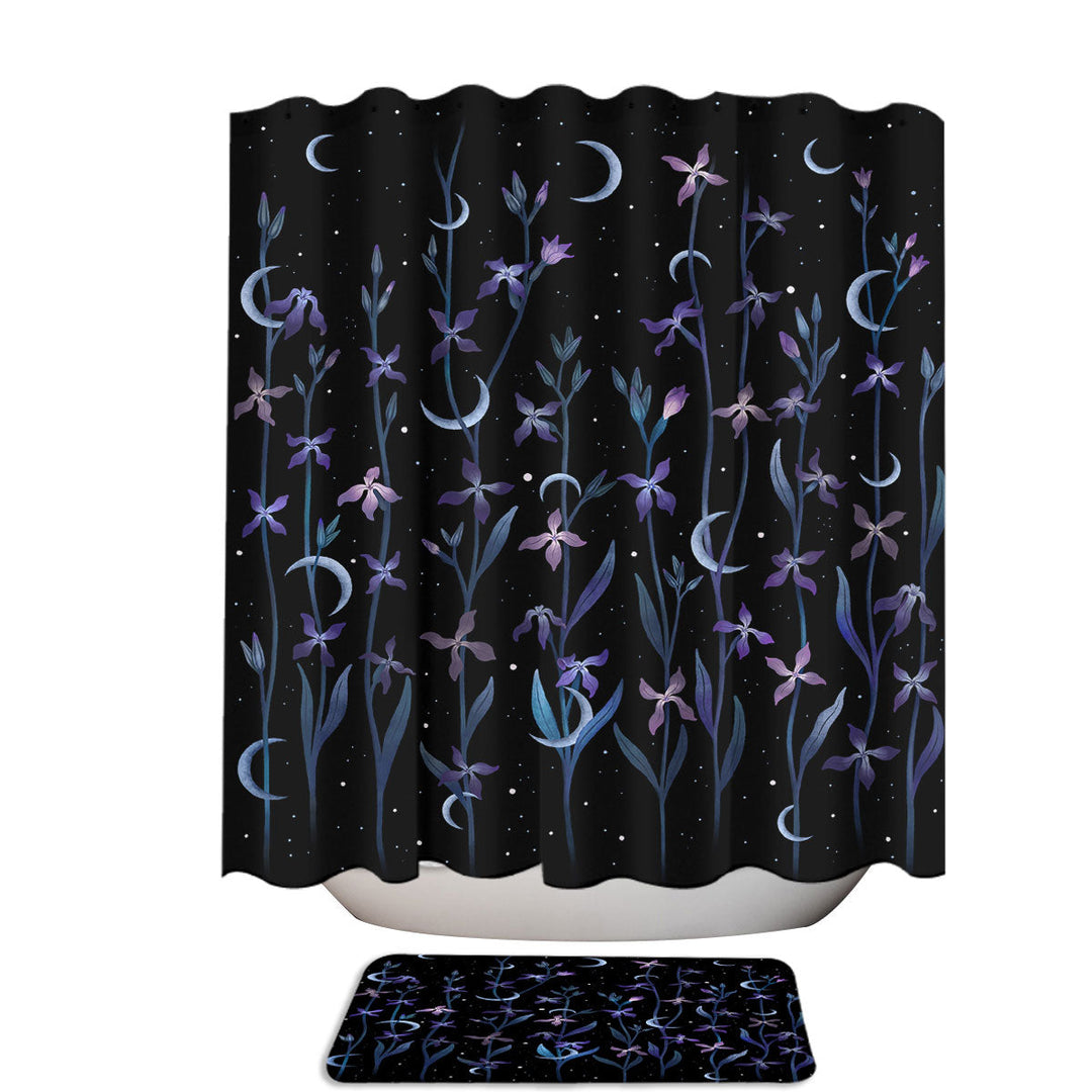 Floral Moons Night Scented Unique Shower Curtains