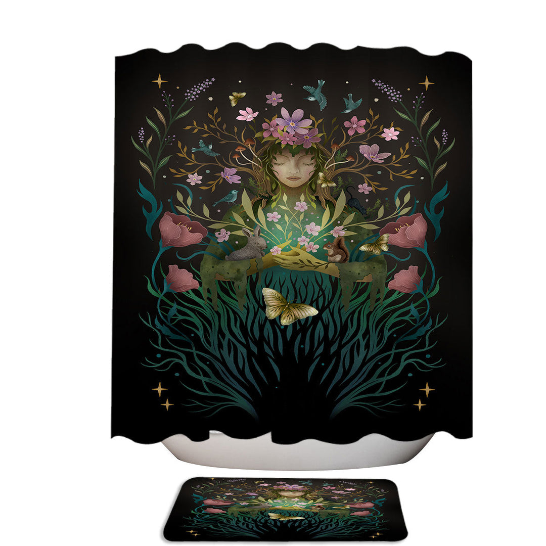 Flower Garden and the Spring Goddess Shower Curtains