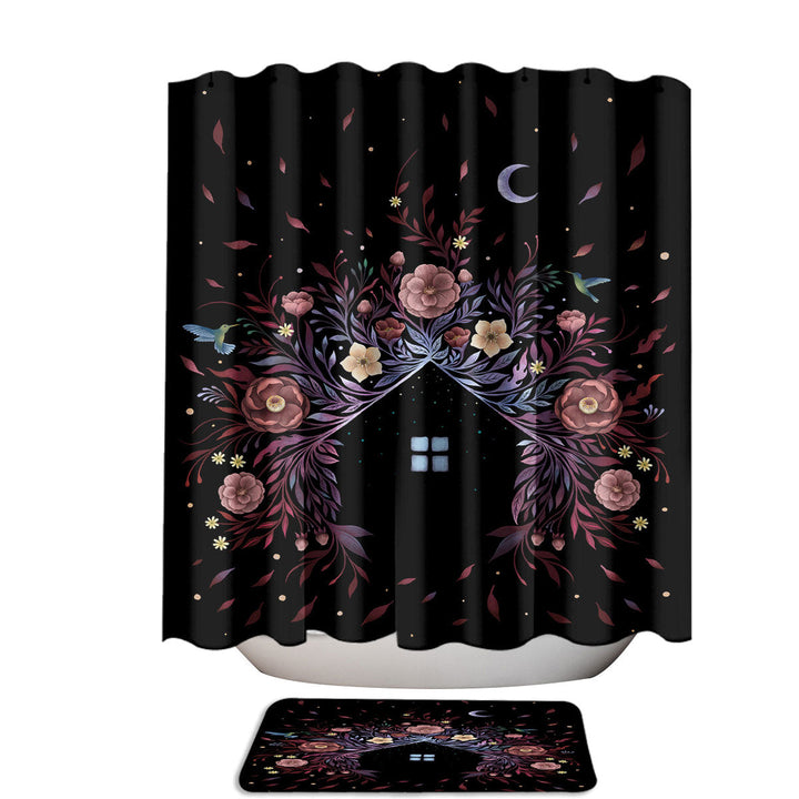 Flowers and Leaves the Blossom House Modern Shower Curtains