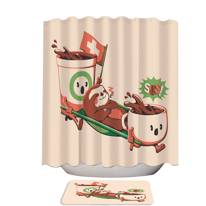 Funny Coffee Rescue Monday Caffeine Sloth Shower Curtains