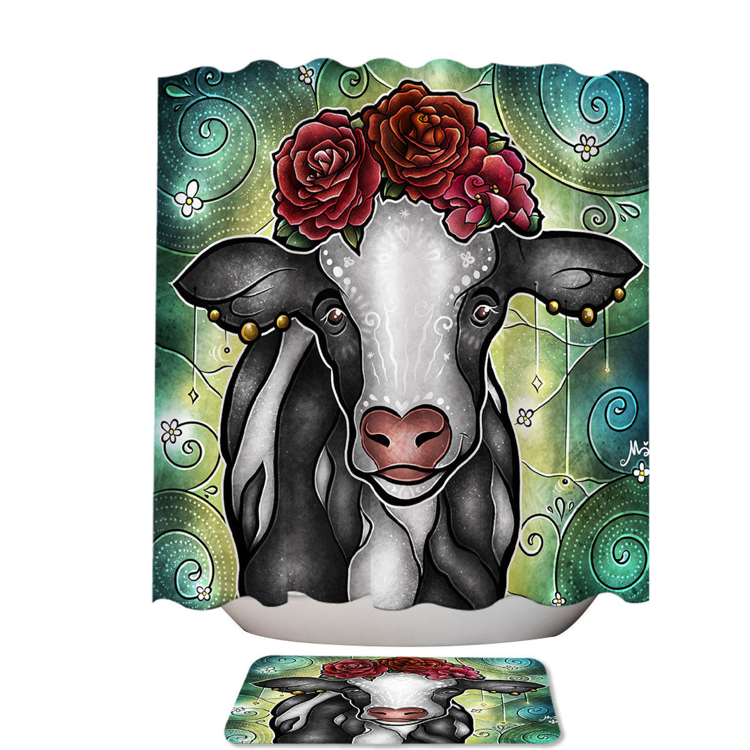 Funny Cow Stained Glass Art Cowlo Frida Cool Shower Curtains