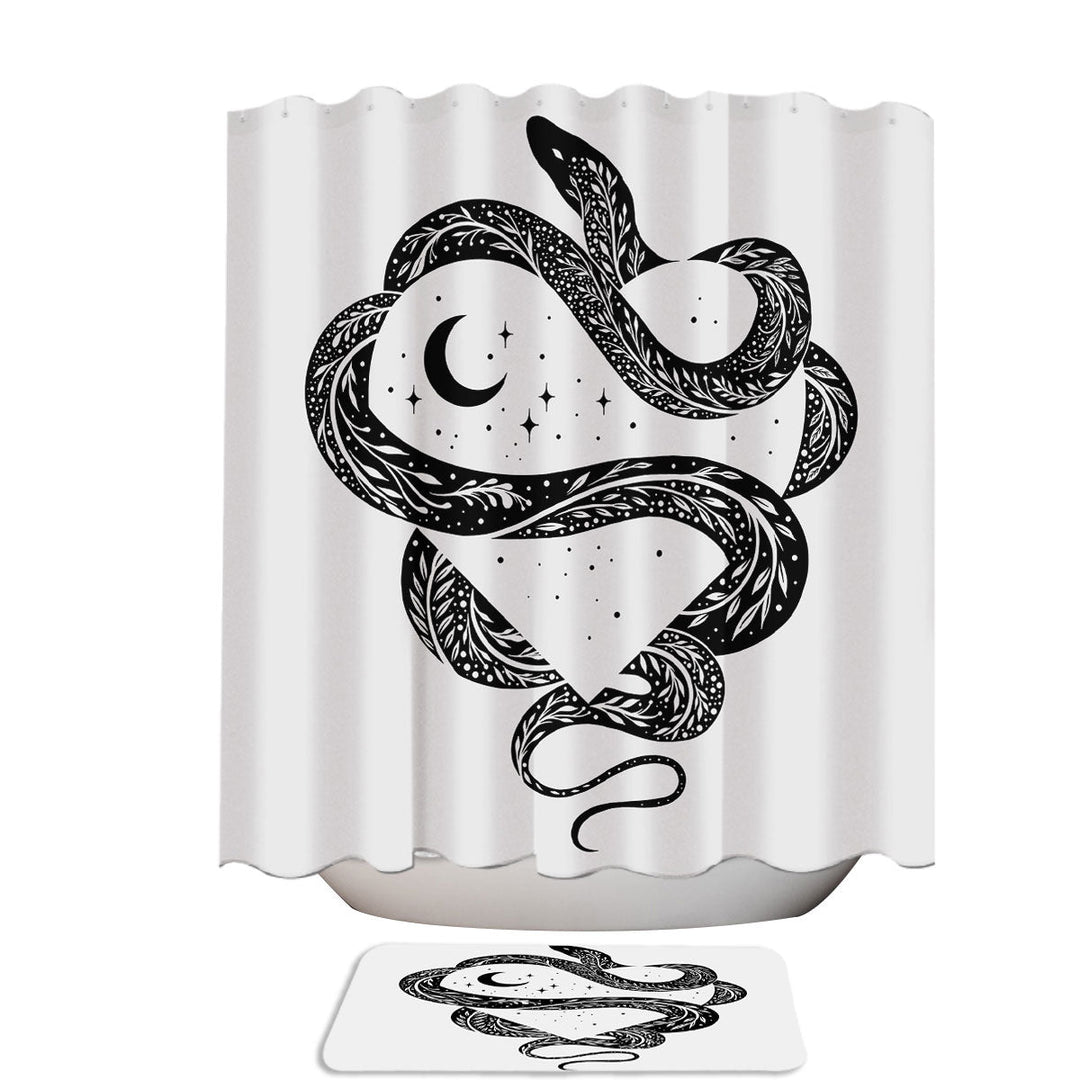 Grab my Heart Black and White Artistic Snake Shower Curtain