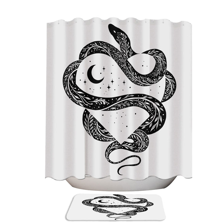 Grab my Heart Black and White Artistic Snake Shower Curtain