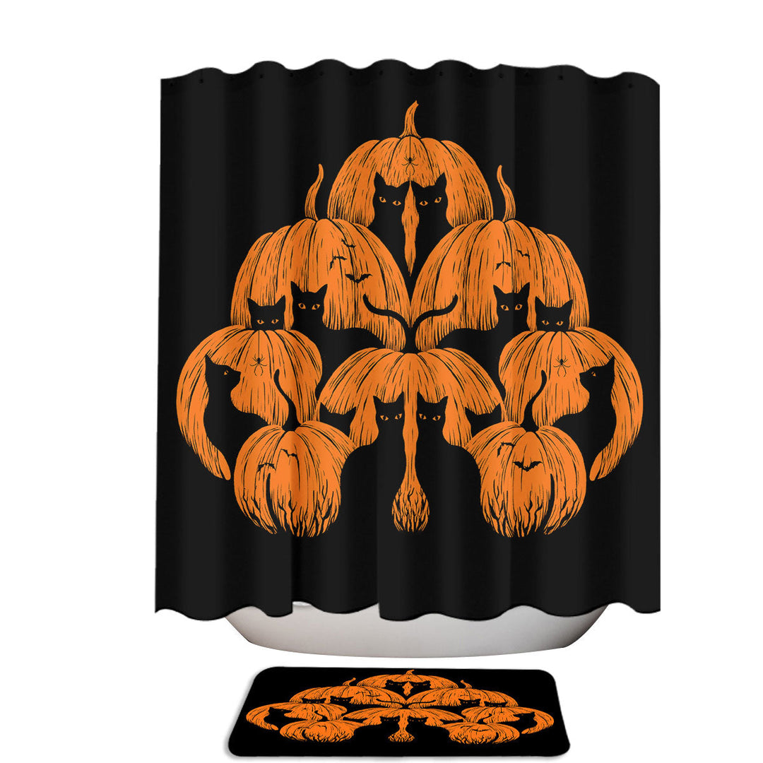 Halloween Pumpkin Black Cats Cool Shower Curtains