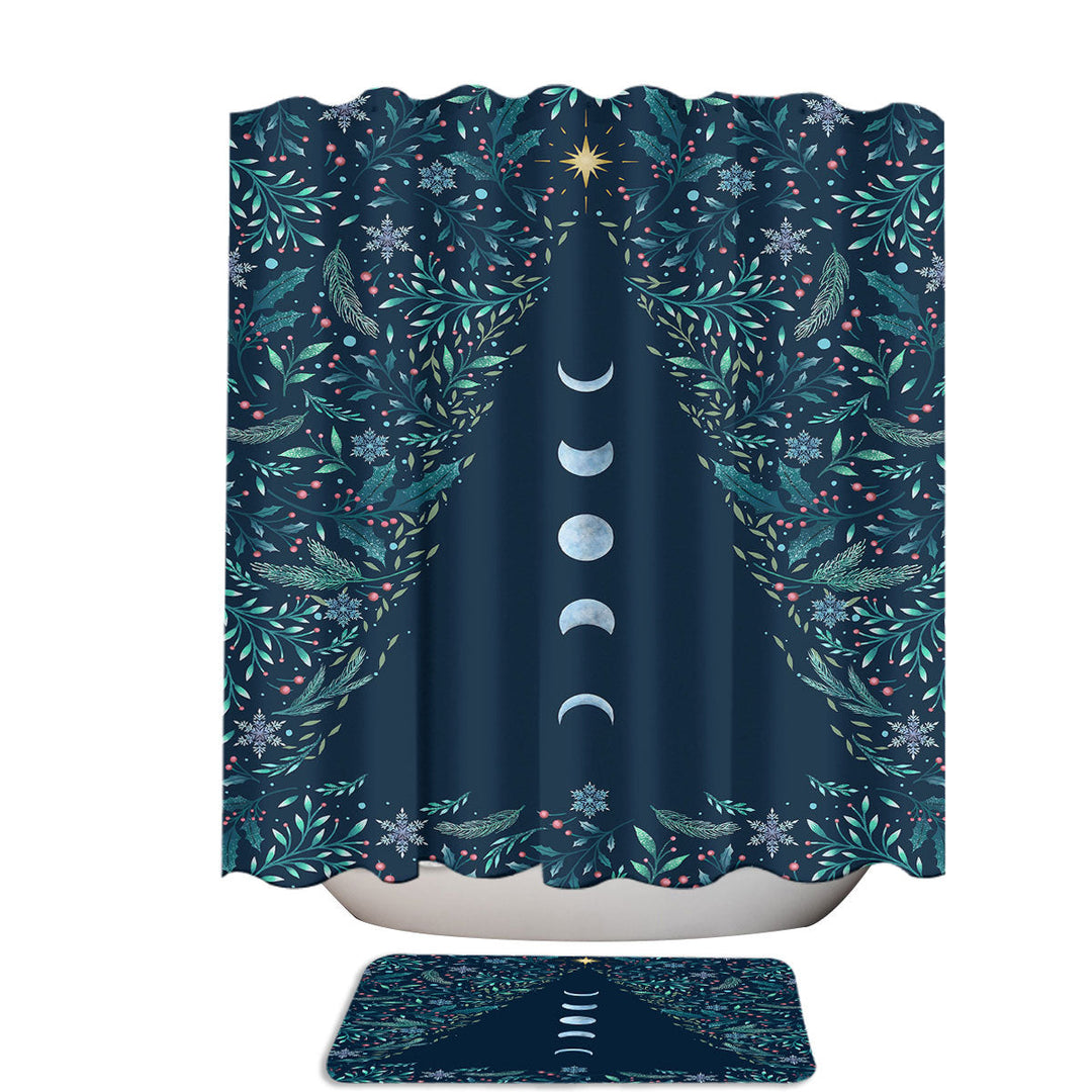 Luna Moon Christmas Tree Shower Curtains
