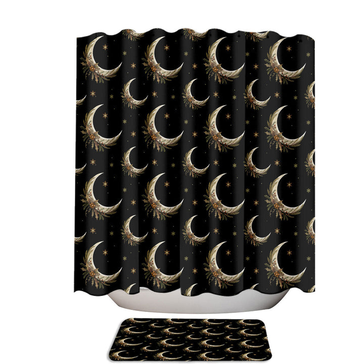 Merry and Bright Holiday Moon Extra Long Shower Curtain