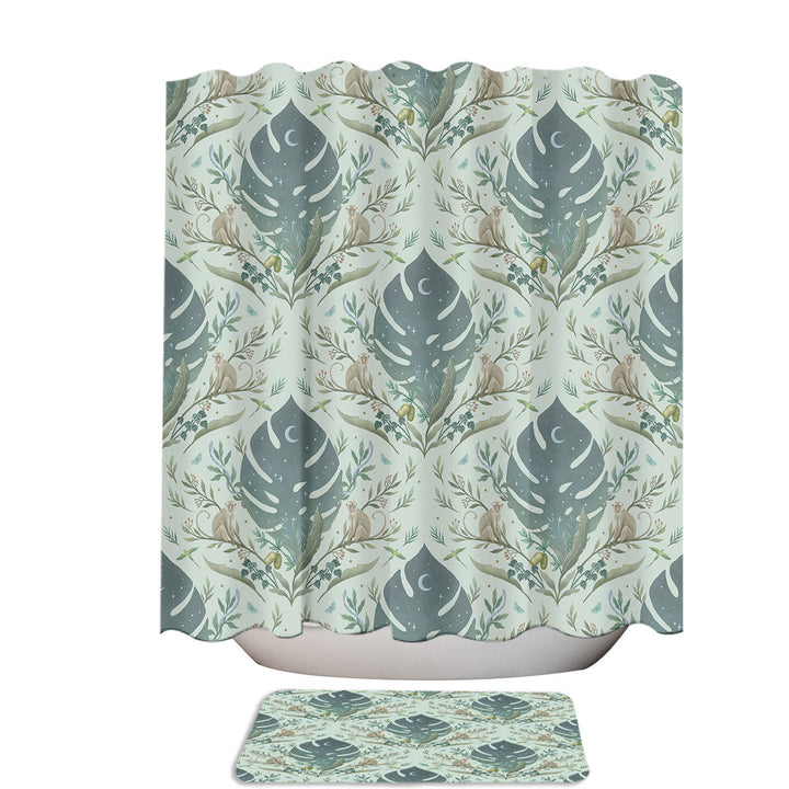 Monkeys and Tropical Leaves Unique Shower Curtains