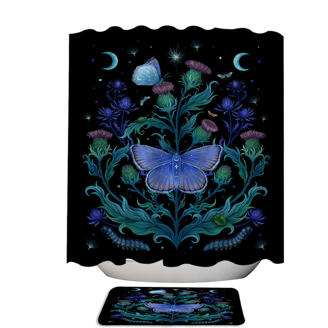 Moon and Moth in the Thistle Home Shower Curtain