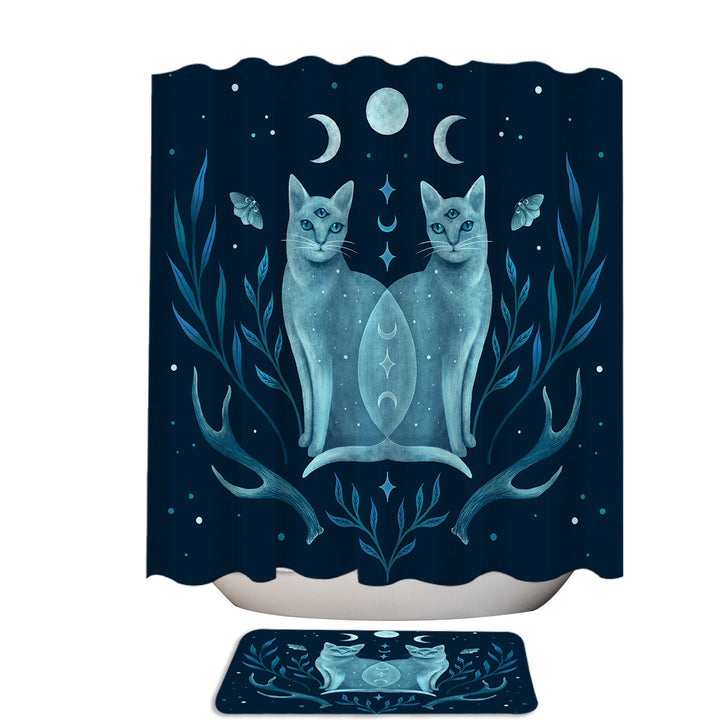 Mysterious Cats Guardians of the Moon Fun Shower Curtains