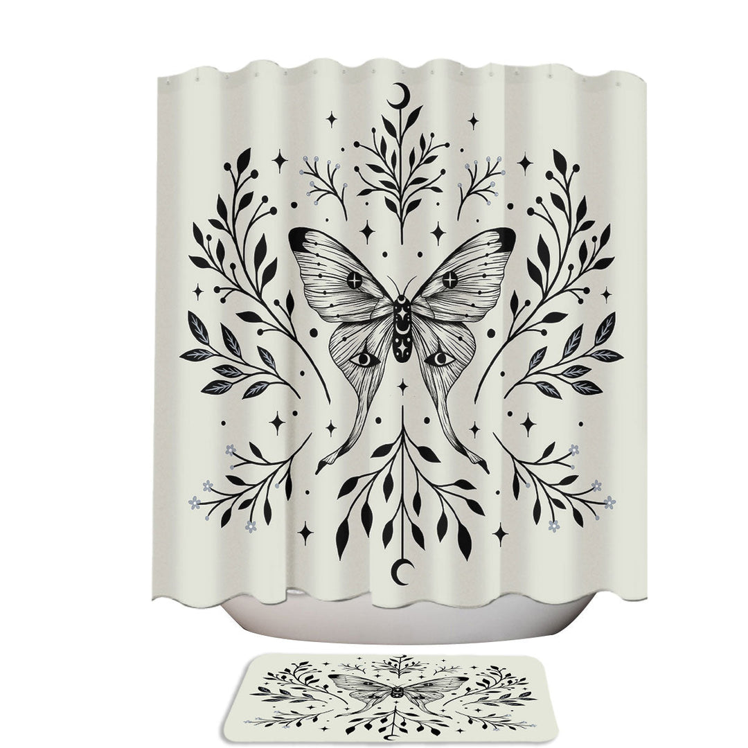 Mystical Moon Moth Shower Curtains