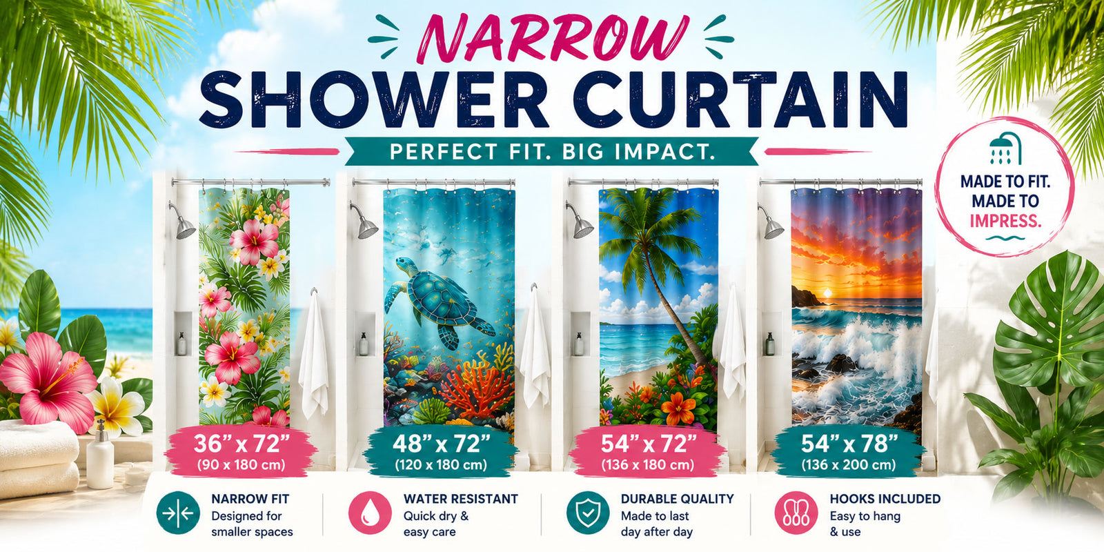 Narrow Shower Curtain