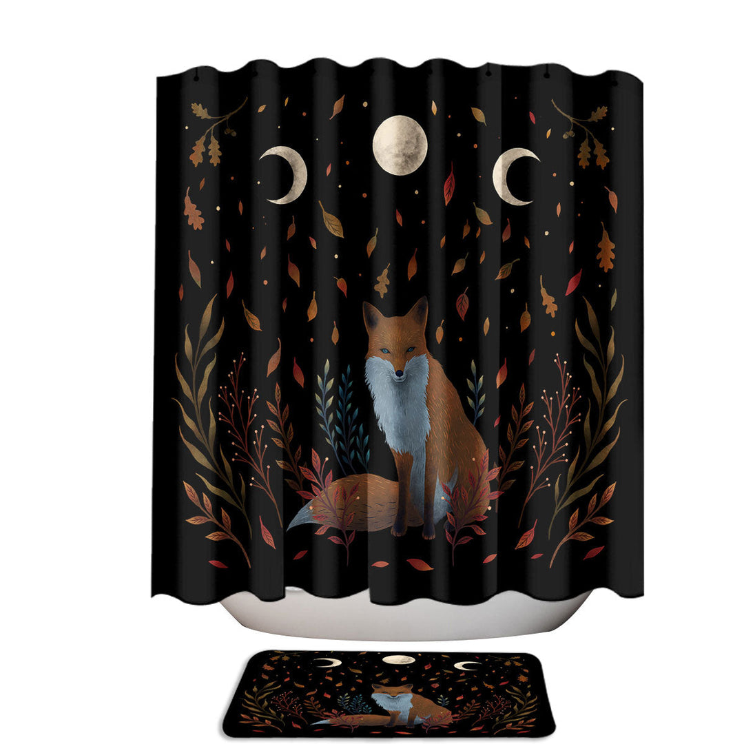 Night Moon Autumn Fall Fox Cool Shower Curtains