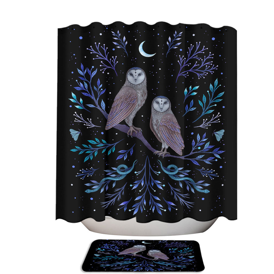 Owls in the Moonlight Unique Shower Curtains