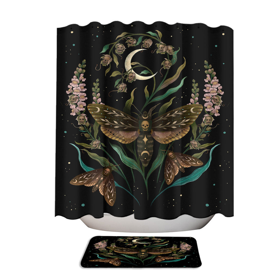 Scary Night Death_s Head Hawkmoth Moth Shower Curtains