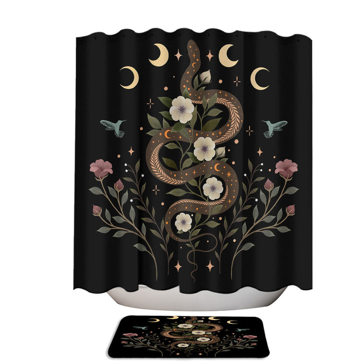 Snake and Hummingbirds the Serpent Spell Modern Shower Curtains