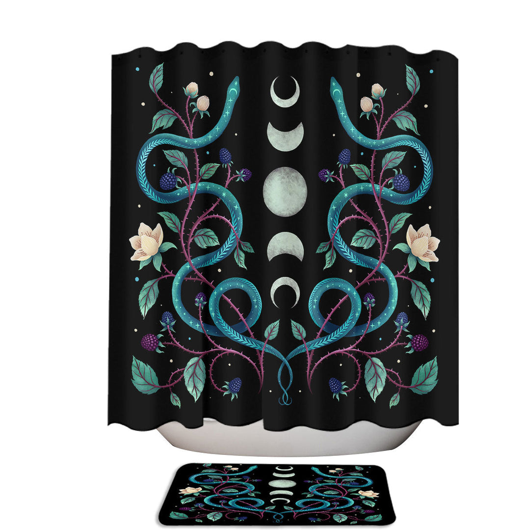 Snakes and Blackberries the Serpent Moon Extra Long Shower Curtain