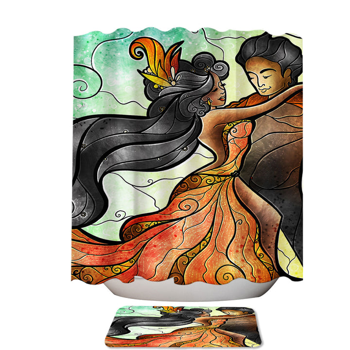Stained Glass Art Bailar Conmigo Couple Dance Shower Curtains