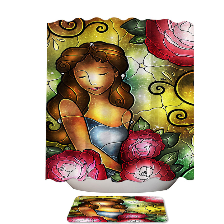 Stained Glass Art Camellia the Roses Lady 78 Inch Shower Curtain