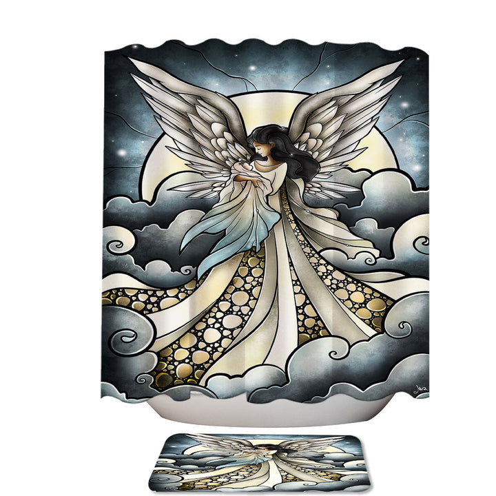 Stained Glass Art Child of Heaven Angel Shower Curtain