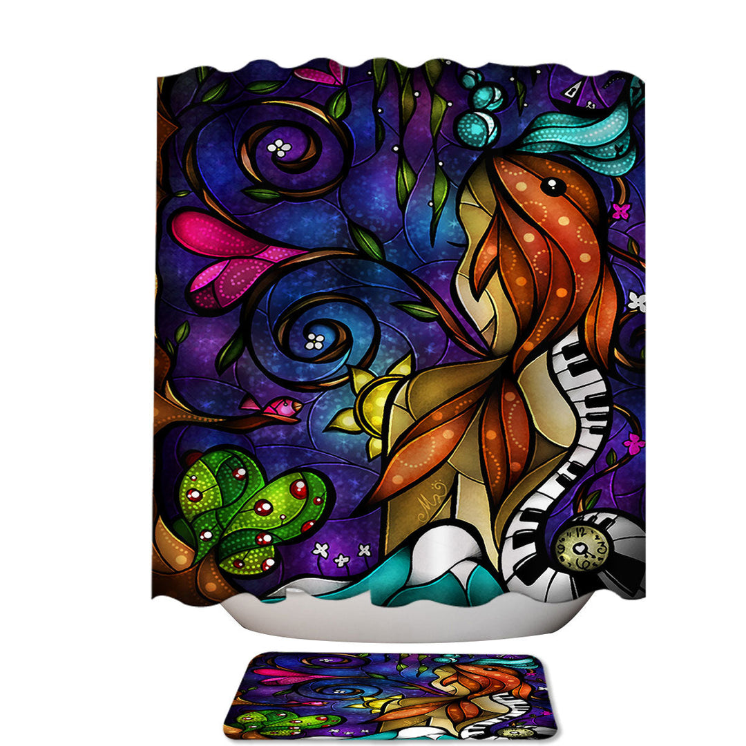 Stained Glass Art Do You Remember Romantic Fabric Shower Curtain