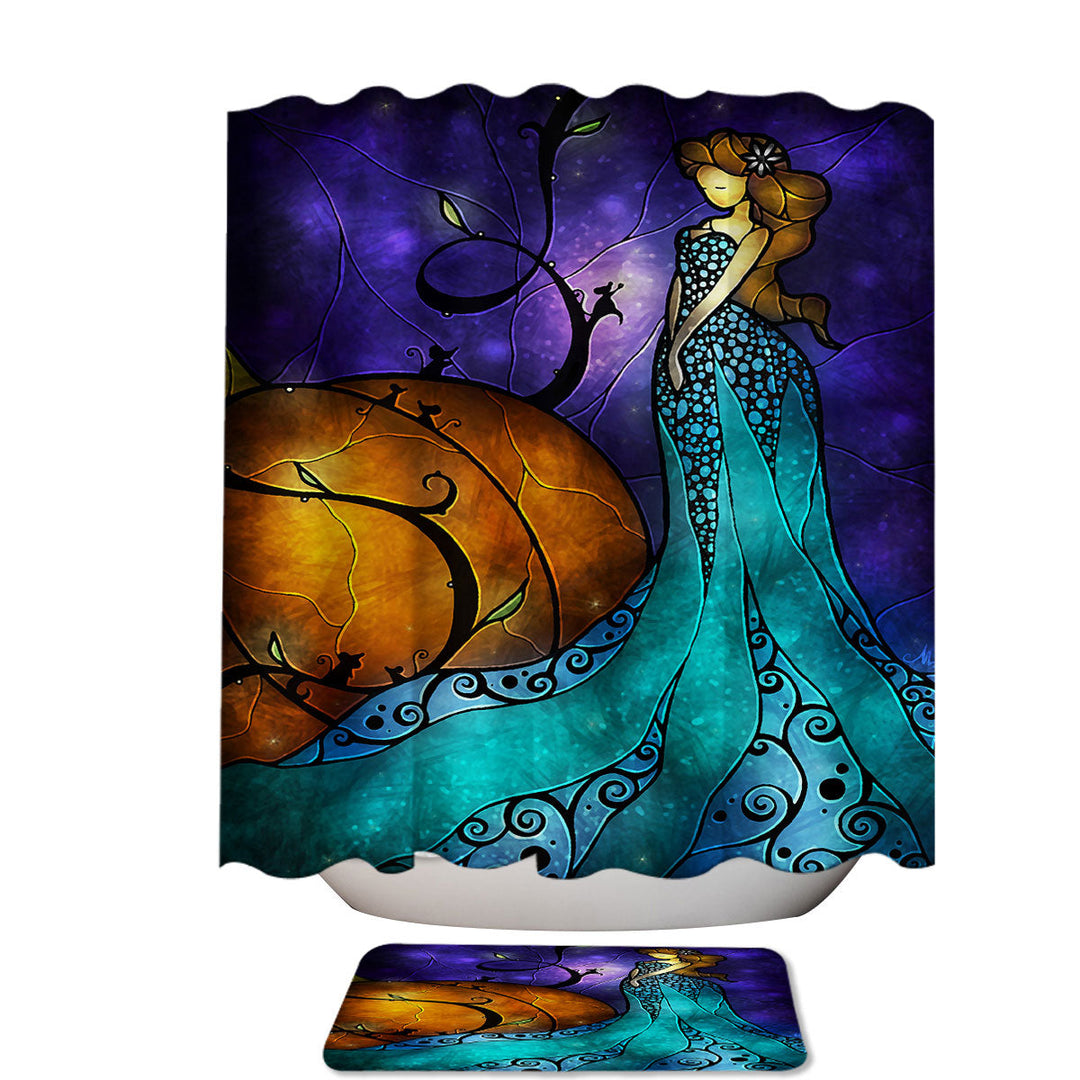 Stained Glass Art Fairy Tale Cinderella Shower Curtain