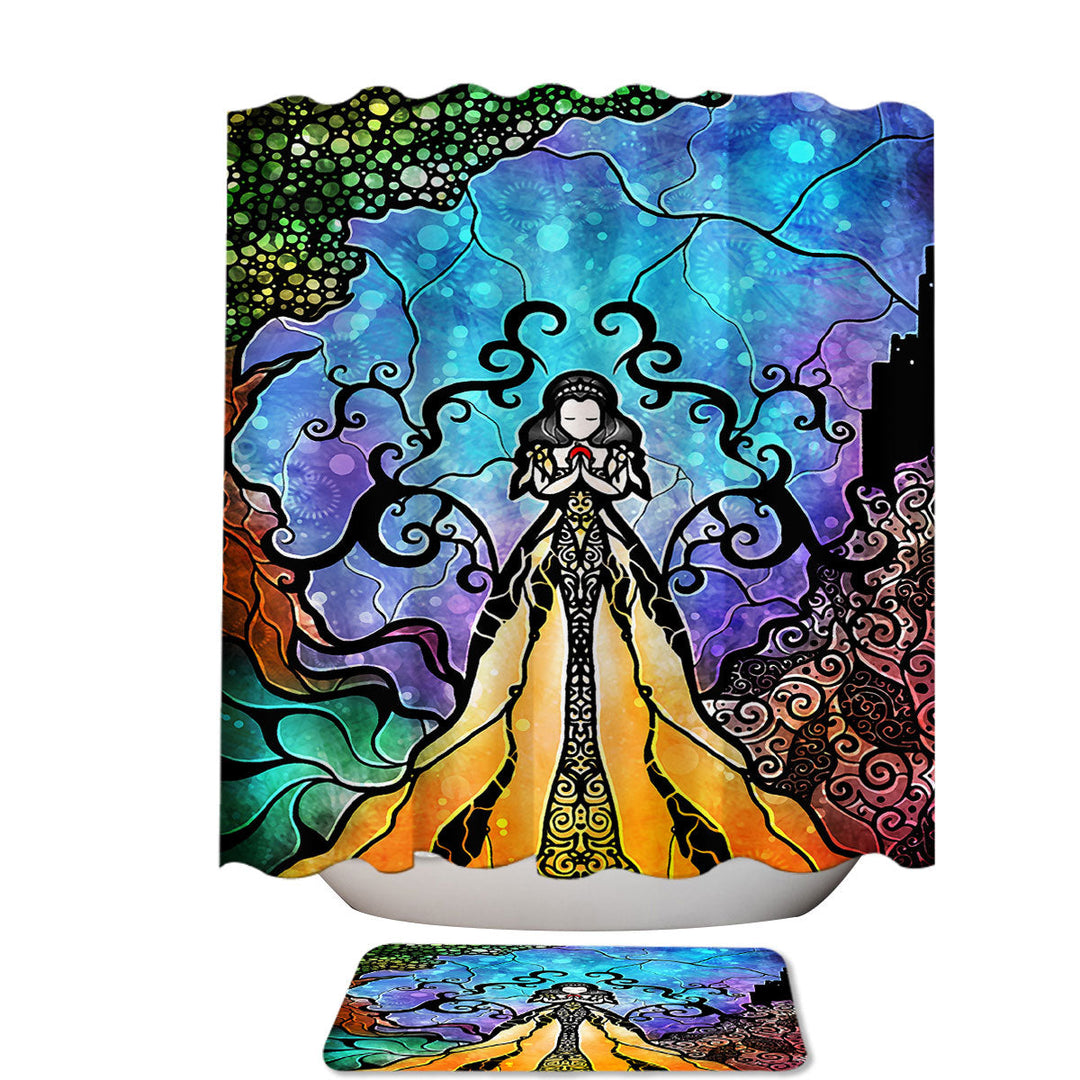 Stained Glass Art Fairy Tale Snow White Unique Shower Curtains