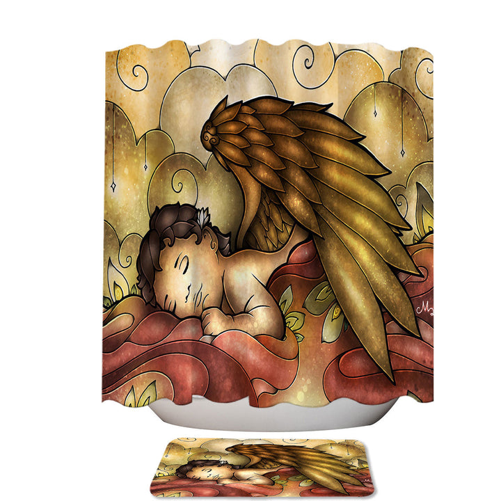 Stained Glass Art Forever in My Heart Little Angel Shower Curtain