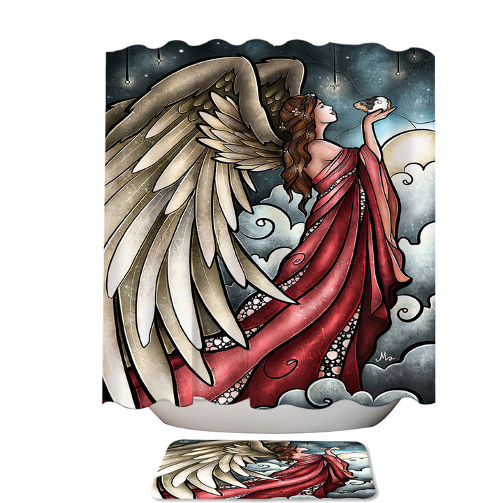 Stained Glass Art Guinea Pigs go to Heaven Angel Shower Curtains