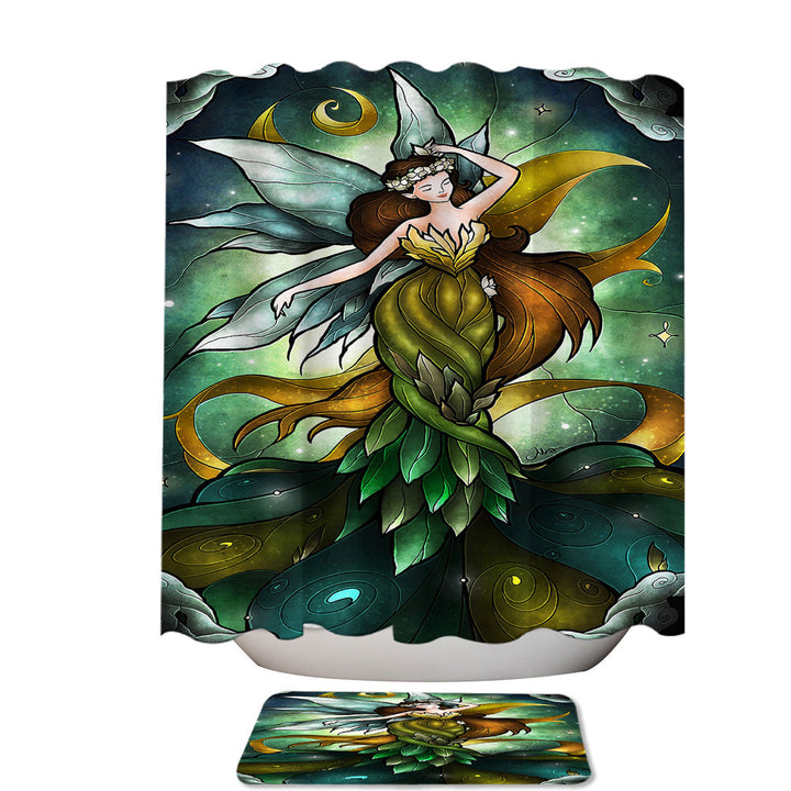 Stained Glass Art Leaf Woman Midsummer Storm Shower Curtains