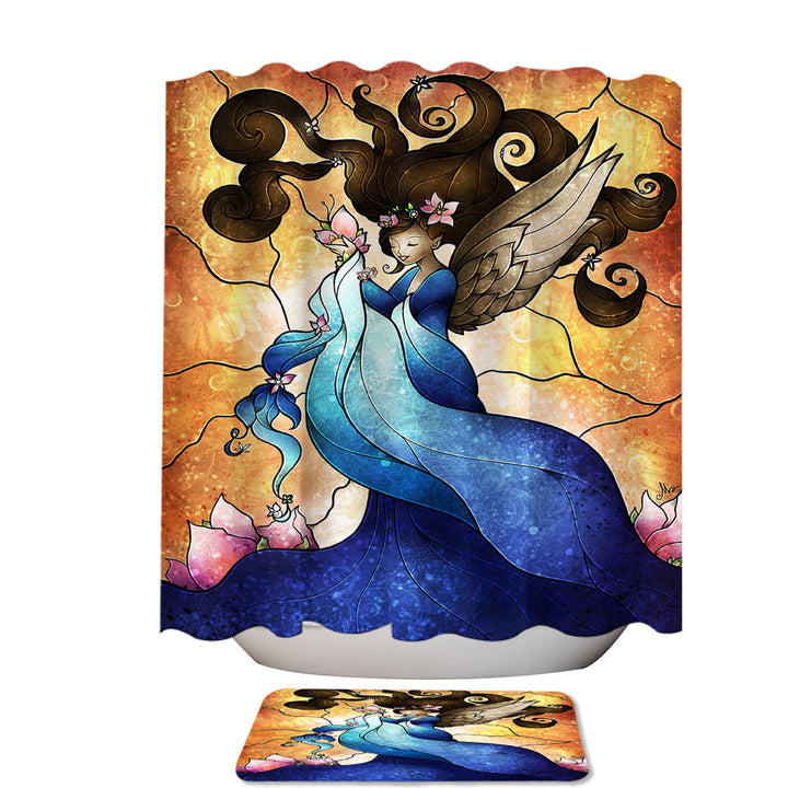 Stained Glass Art Lylah Beautiful Lily Angel Shower Curtains