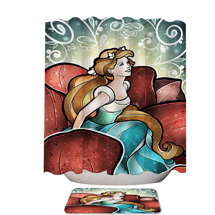 Stained Glass Art Rose Fairy Tale Princess Unique Shower Curtains