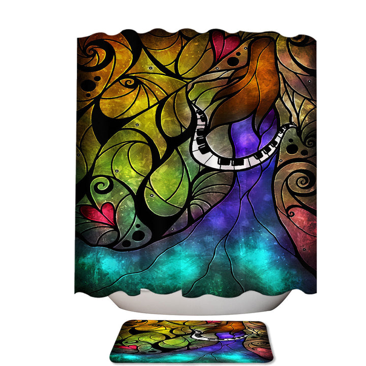 Stained Glass Art So this is Love Piano Keys 78 Inch Shower Curtain