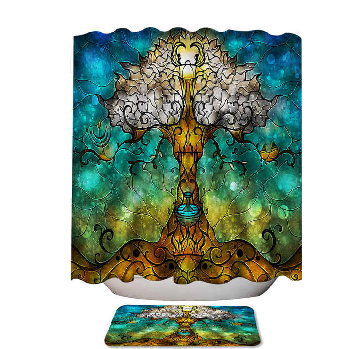 Stained Glass Art The Tree Of Life Shower Curtain