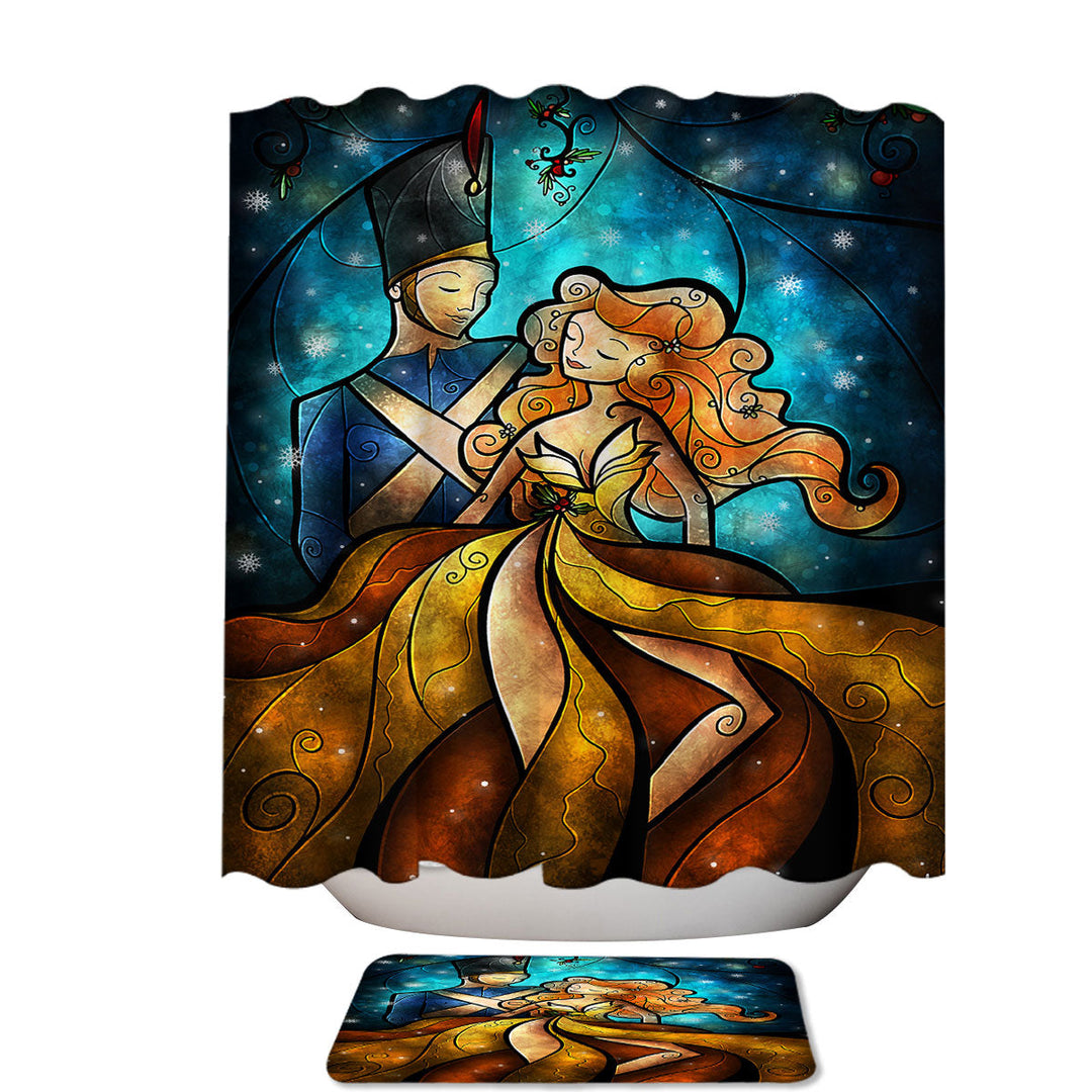 Stained Glass Art Tin Soldier and His Ballerina Shower Curtains