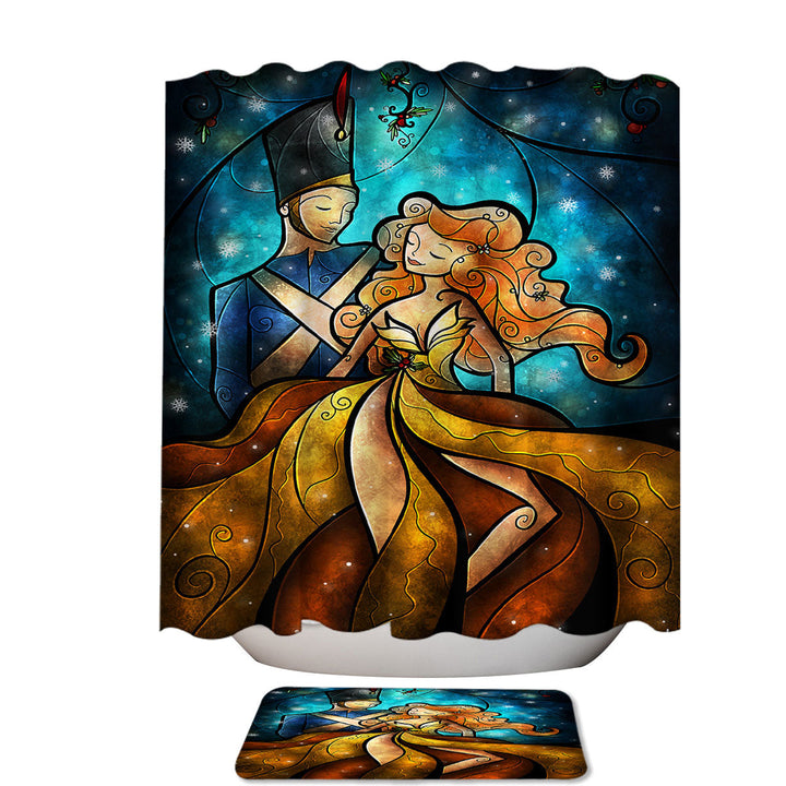 Stained Glass Art Tin Soldier and His Ballerina Shower Curtains