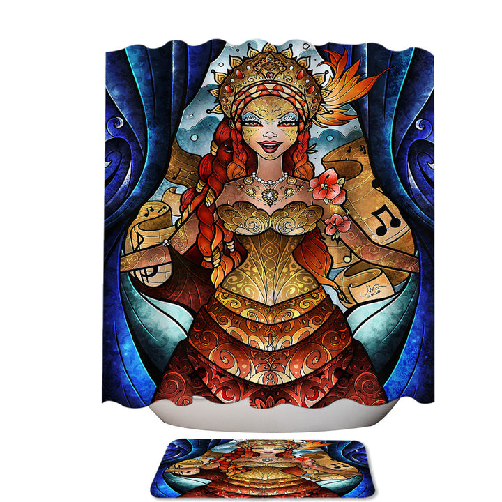Stained Glass Art Unique Opera Singer Prima Donna Shower Curtains