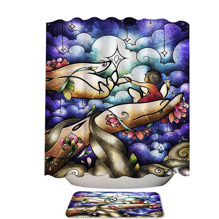 Stained Glass Christian Art Psalm 8 Unique Shower Curtains