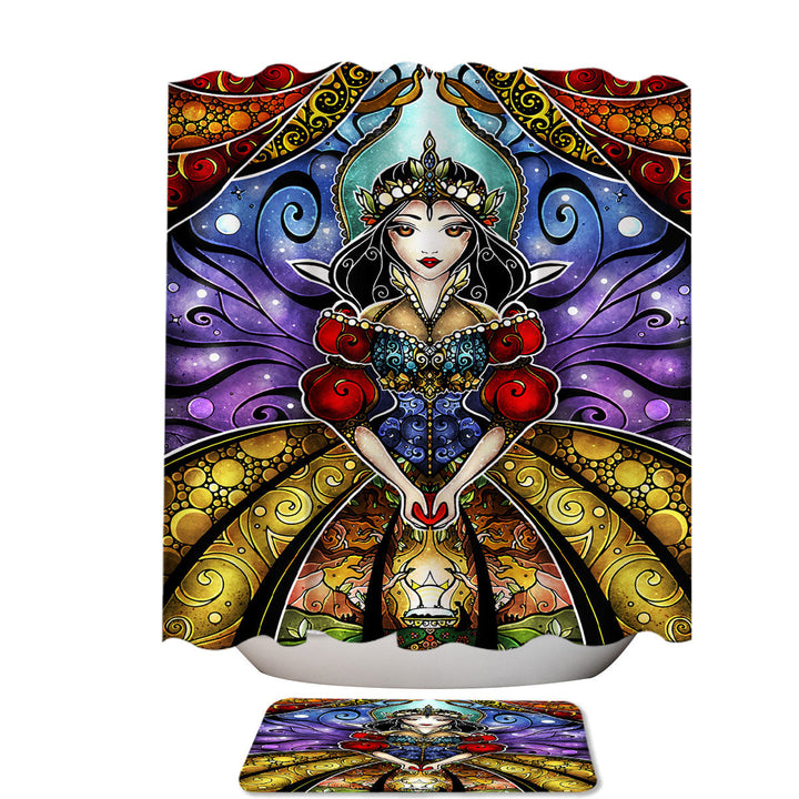 Stained Glass Colorful Art Fairy Tale Princess Shower Curtains
