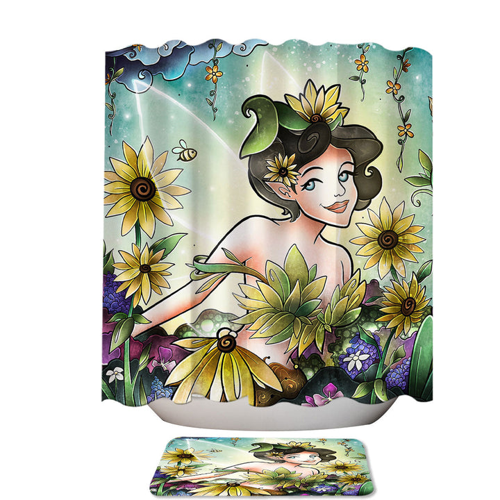 Stained Glass Four Seasons Cyrus the Summer Fairy Unique Shower Curtains
