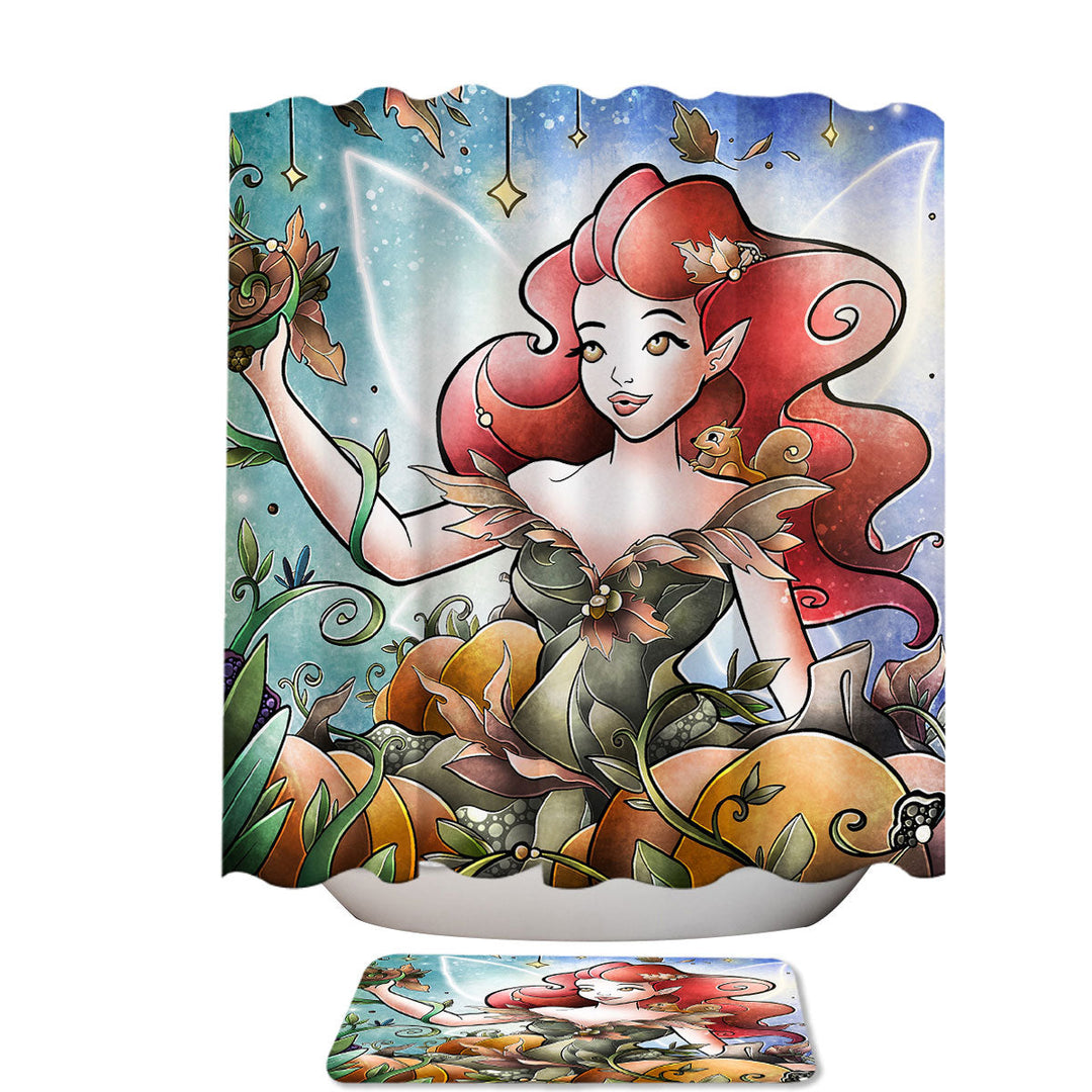 Stained Glass Four Seasons Hazel the Autumn Fairy Cool Shower Curtains