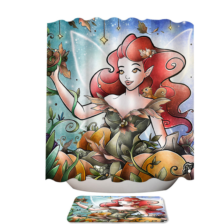 Stained Glass Four Seasons Hazel the Autumn Fairy Cool Shower Curtains