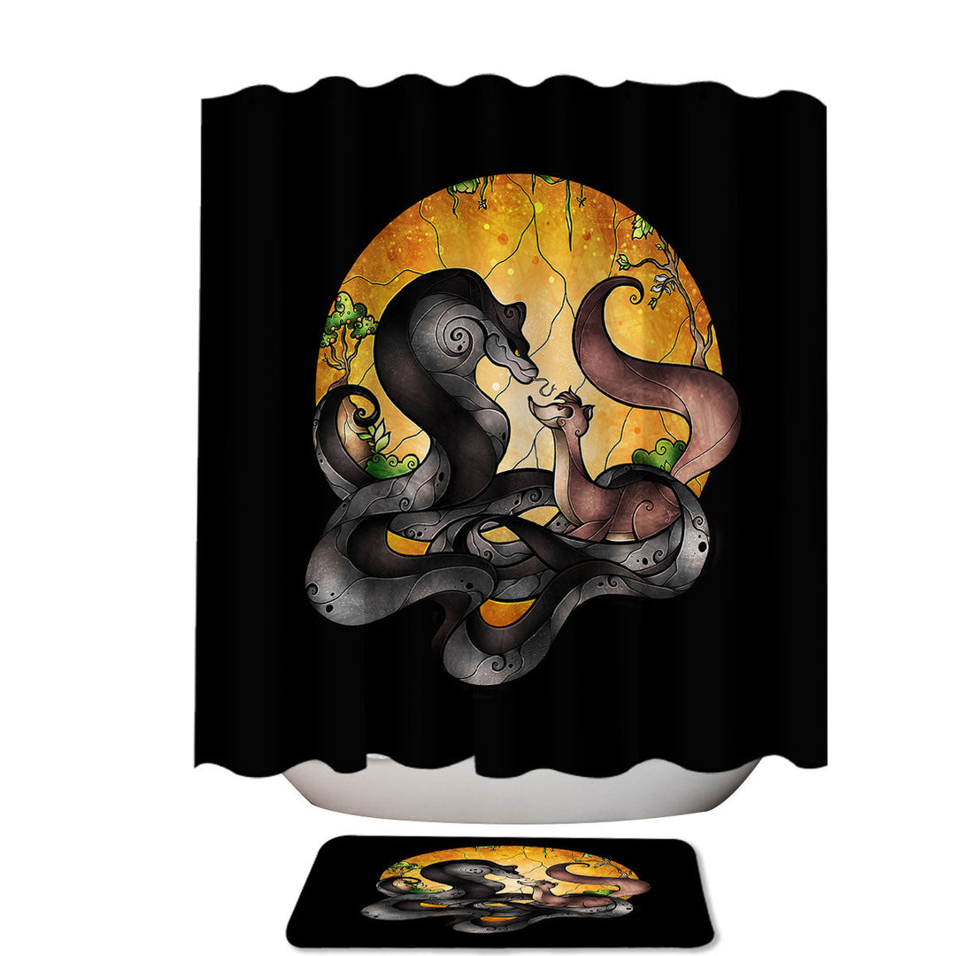 Stained Glass Kids Mongoose and Snake Rikki Tikki Cool Shower Curtains